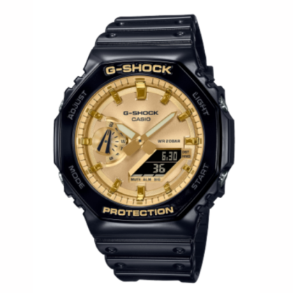 Casio G-Shock GA-2100GB-1ADR Black Strap with Gold Dial Analog-Digital Men Watch